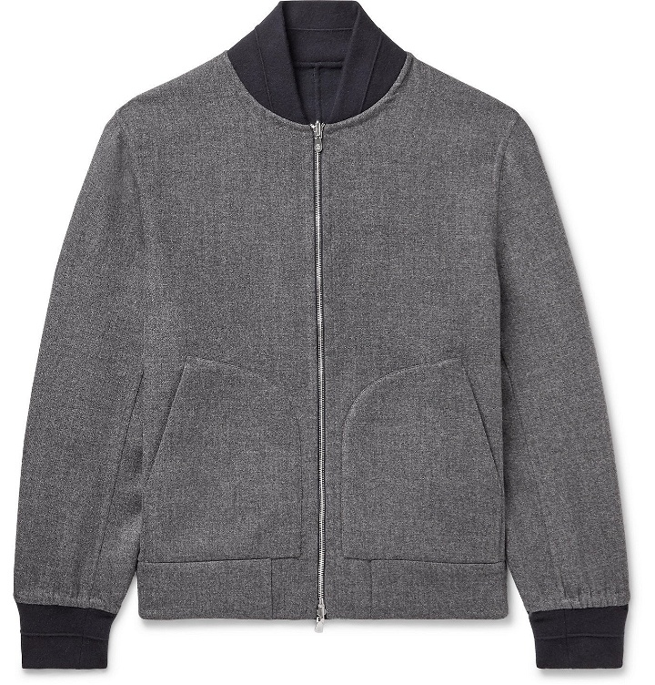 Photo: Brunello Cucinelli - Reversible Cashmere and Silk-Blend Bomber Jacket - Gray