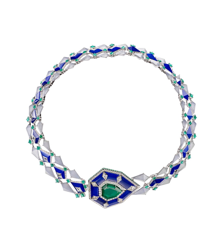 Photo: Kamyen 18kt white gold necklace with gemstones