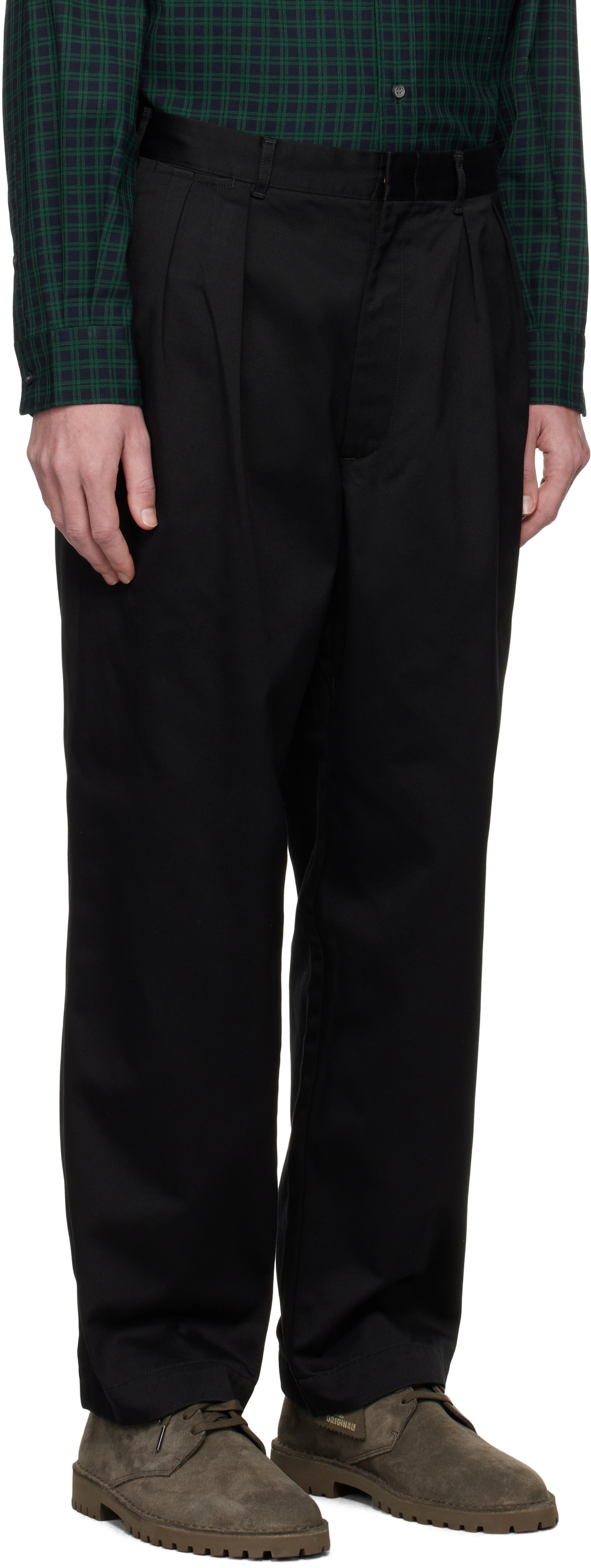 0215~Chino pants with drawstring and double pleat