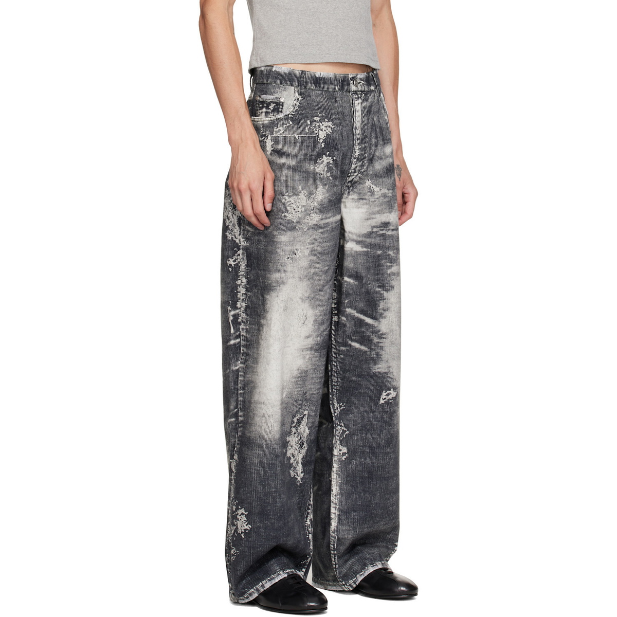 CAMPERLAB Black Corduroy Print Denim Loose Pants