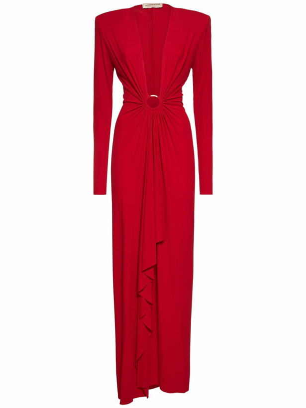 Photo: ALEXANDRE VAUTHIER Draped Jersey Long V Neck Dress with Ring