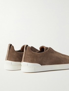 Zegna - Triple Stitch Suede Sneakers - Brown