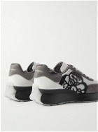 Alexander McQueen - Sprint Runner Exaggerated-Sole Appliquéd Satin, Leather and Suede Sneakers - White