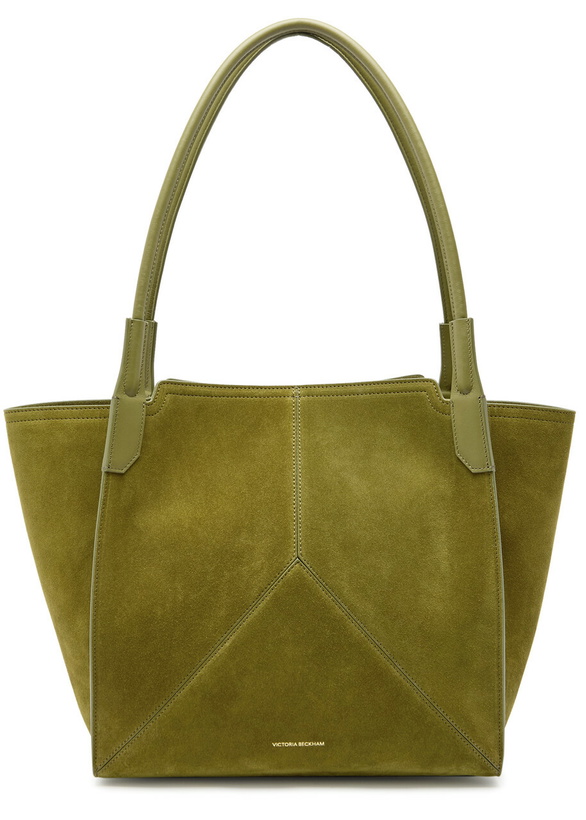 Photo: Victoria Beckham Victoria Small Panelled Suede Tote bag - Green - One Size
