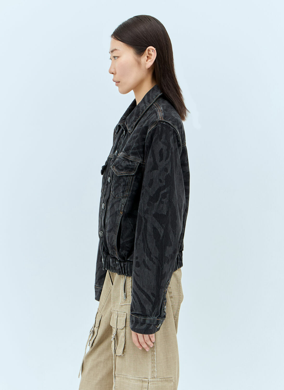 GANNI Lazer Denim Bomber Jacket
