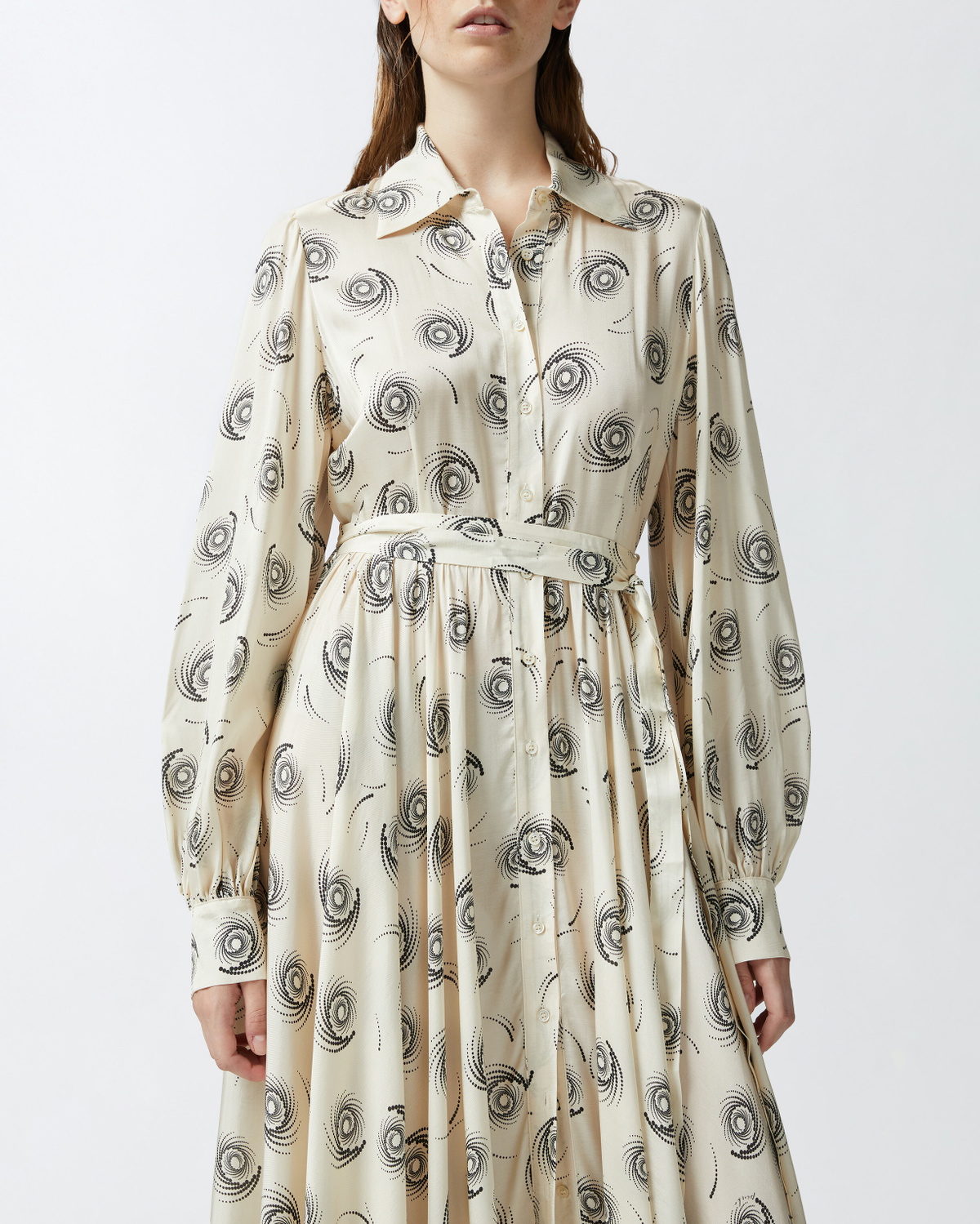 Pinko Long Shirt Dress With Swirl Print Cream/Black Pinko Pinko Long Shirt Dress With Swirl Print Cream/Black Pinko