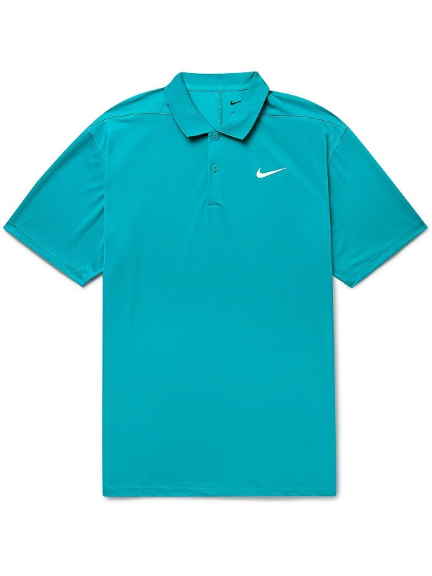 Photo: Nike Tennis - NikeCourt Dri-FIT Piqué Tennis Polo Shirt - Blue
