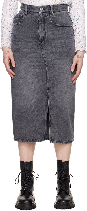 Photo: Isabel Marant Gray Tilauria Denim Midi Skirt