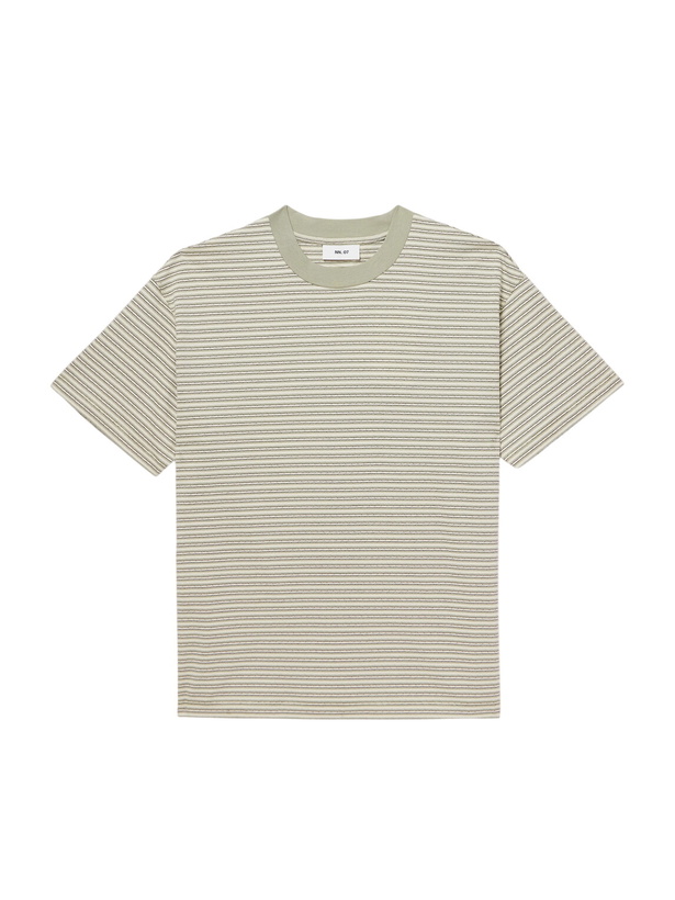 Photo: NN07 - Lionel 30046 Striped Cotton-Jersey T-Shirt - Green