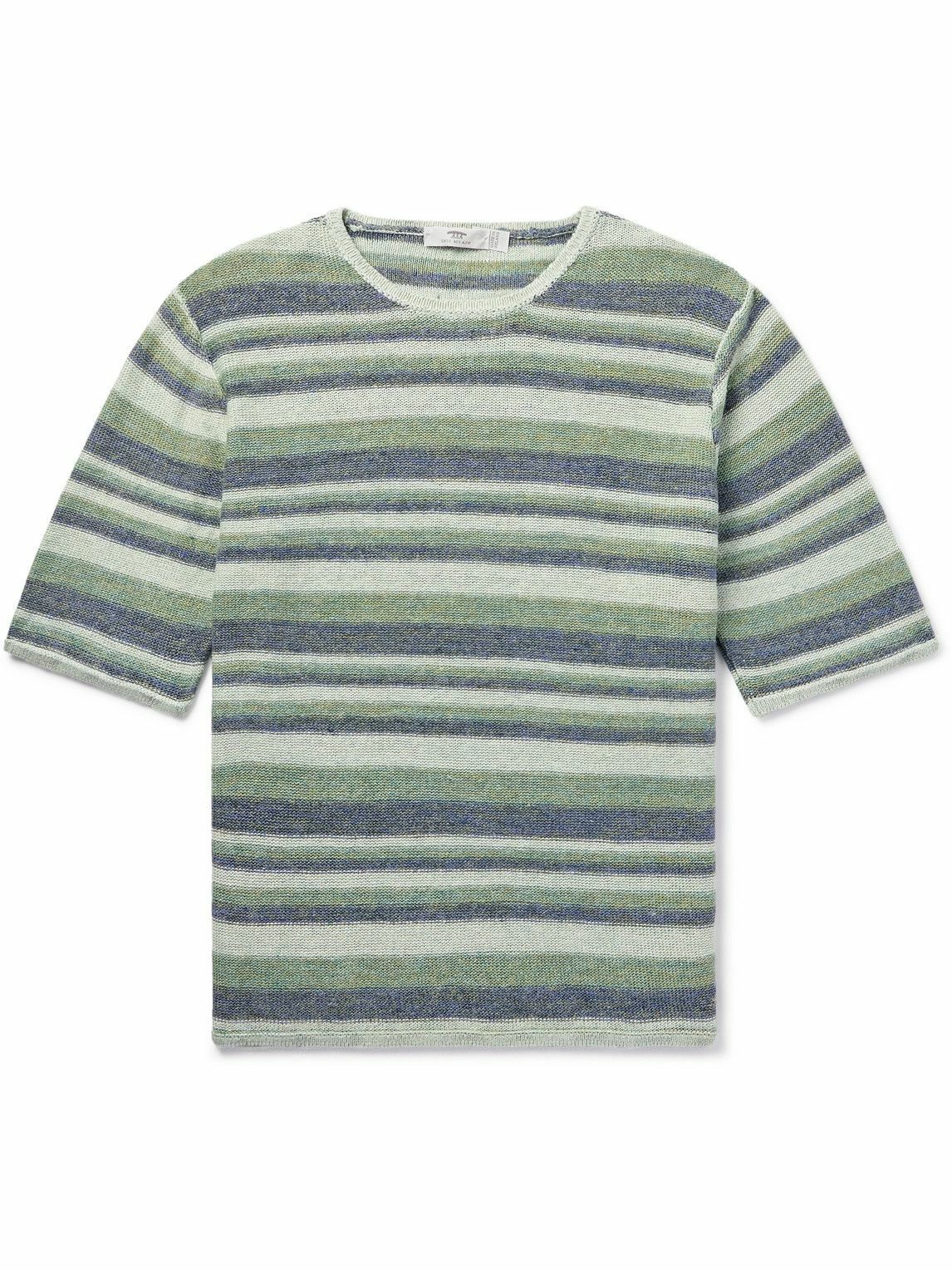Inis Meáin - Strata Striped Knitted Linen T-Shirt - Green