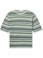 Inis Meáin - Strata Striped Knitted Linen T-Shirt - Green