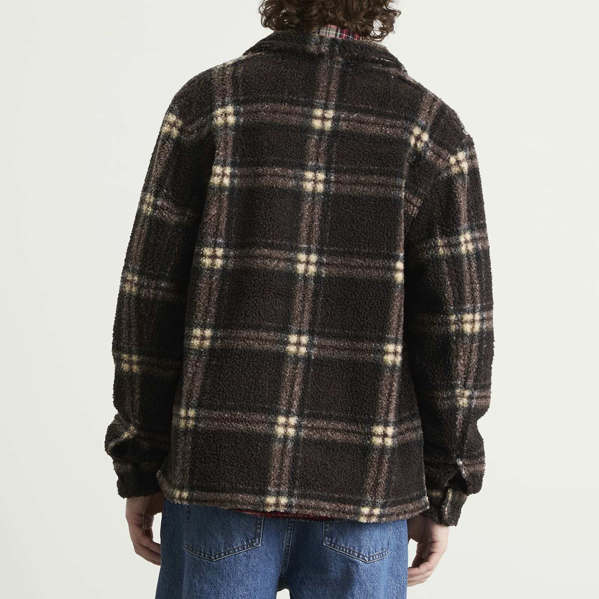 Foret Men's Cabin Fleece Jacket in Brown/Check