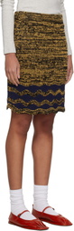 Wales Bonner Yellow & Navy Shade Knit Miniskirt