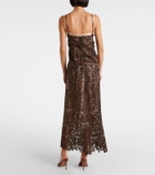 Jacques Wei Embellished floral lace maxi dress