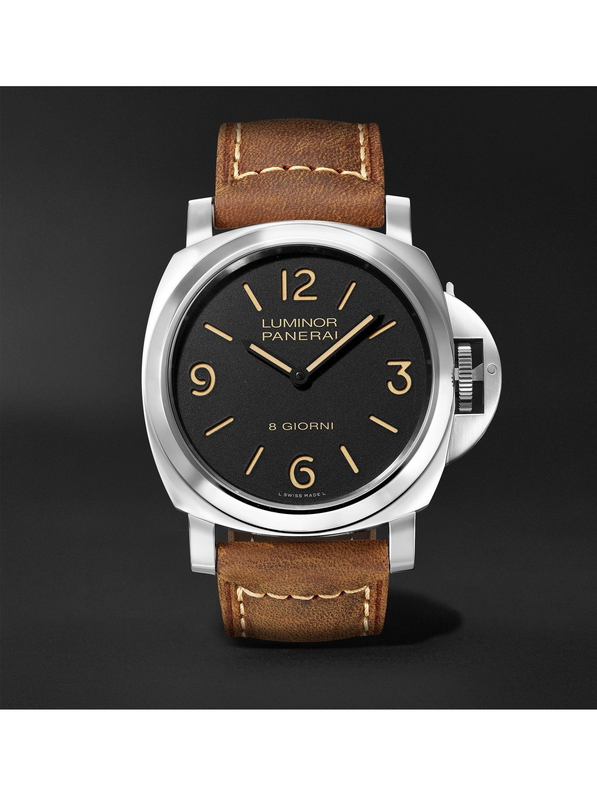 PANERAI Luminor Base 8 Days Hand Wound 44mm Steel and Nubuck