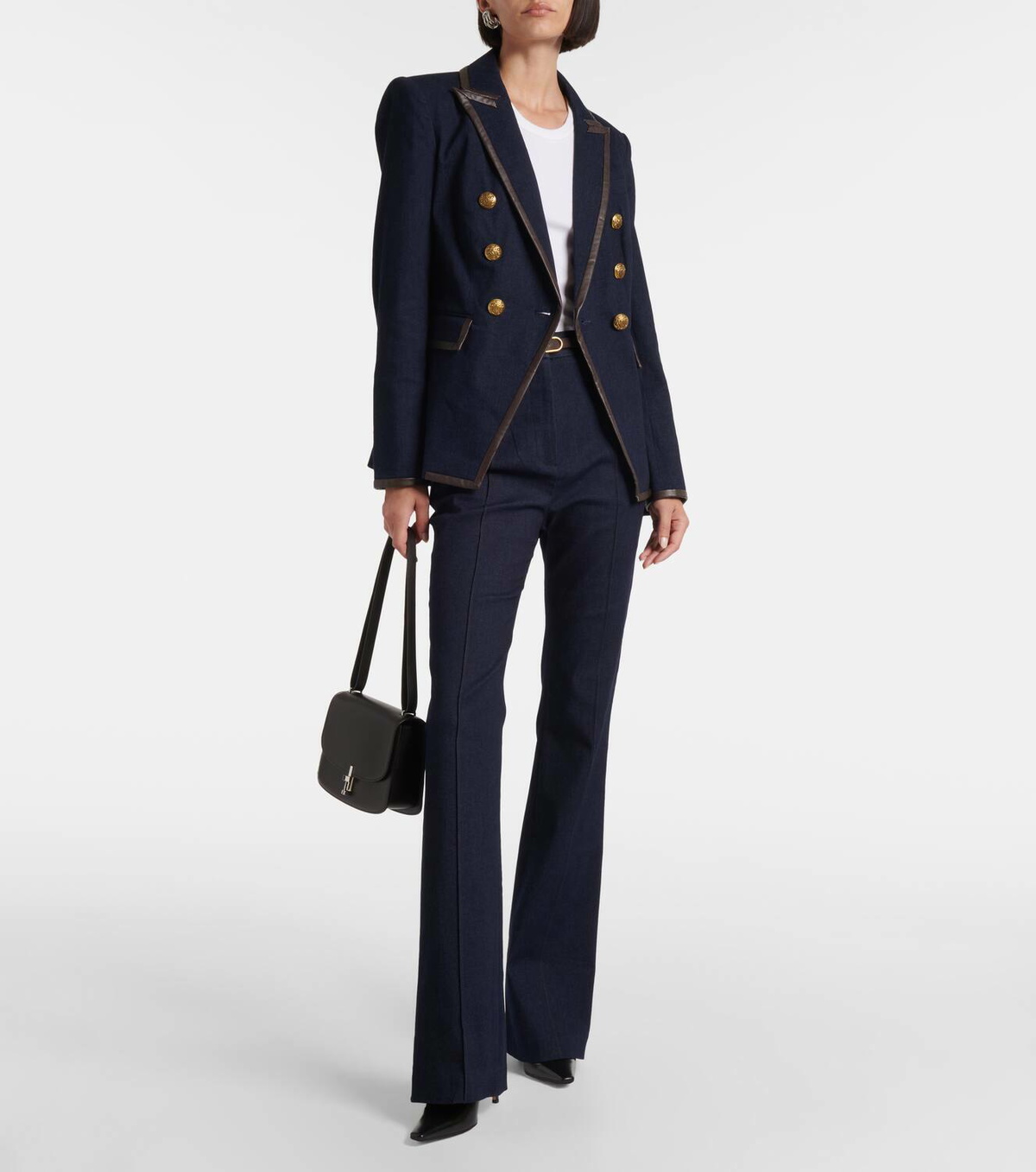 Veronica Beard Gracie belted high-rise bootcut jeans