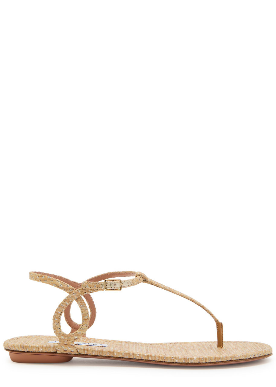 Aquazzura Almost Bare Woven Sandals Cream