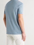 LORO PIANA - Cotton and Silk-Blend Piqué Polo Shirt - Blue