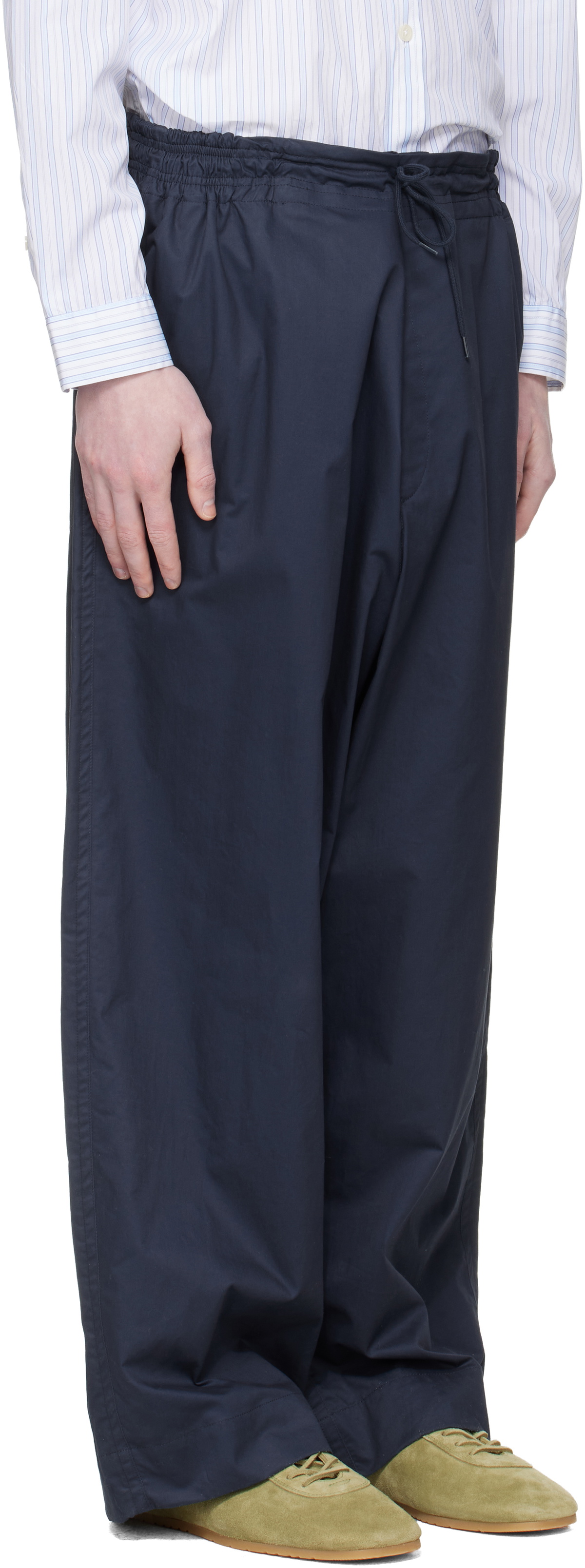 Hed Mayner Navy Drawstring Trousers