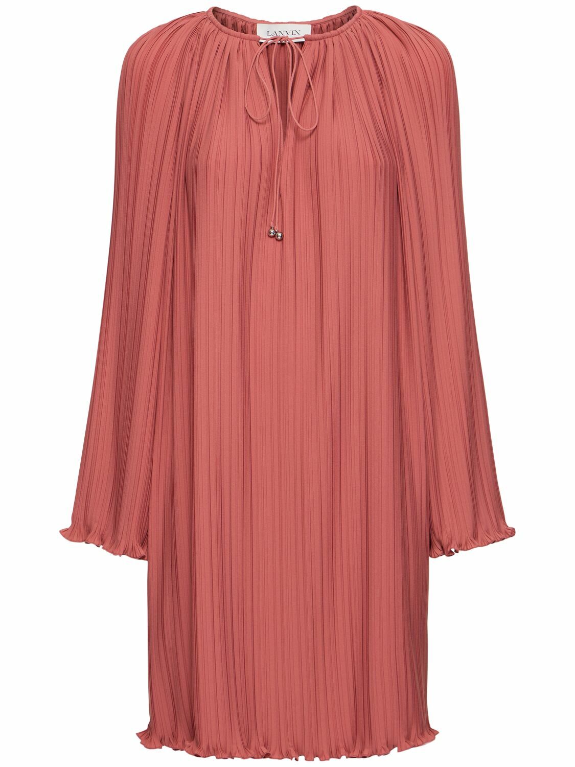 ワンピース LANVIN PLEATED MINI DRESS LANVIN - Pleated Mini Dress W/ Ruffles Lanvin