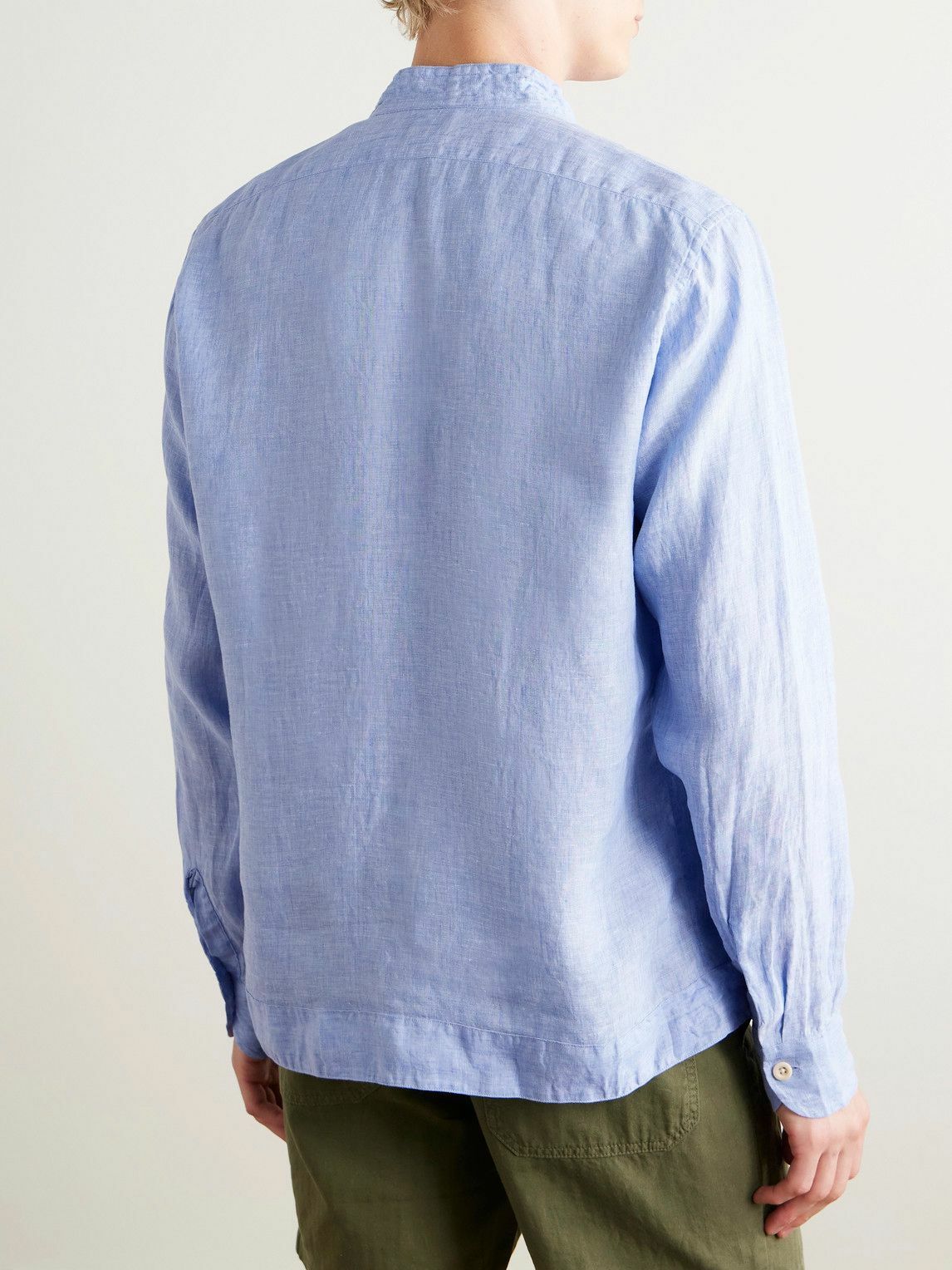 Sid Mashburn - Bruce Mandarin-Collar Linen Shirt - Blue