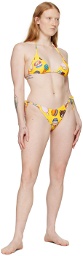 Moschino Yellow Printed Bikini Top