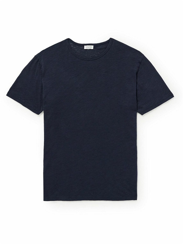 Photo: Sunspel - Pima Cotton and Linen-Blend Jersey T-Shirt - Blue