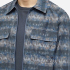 Wood Wood Men's Spike Distorted Stripe Zip Overshirt in Navy