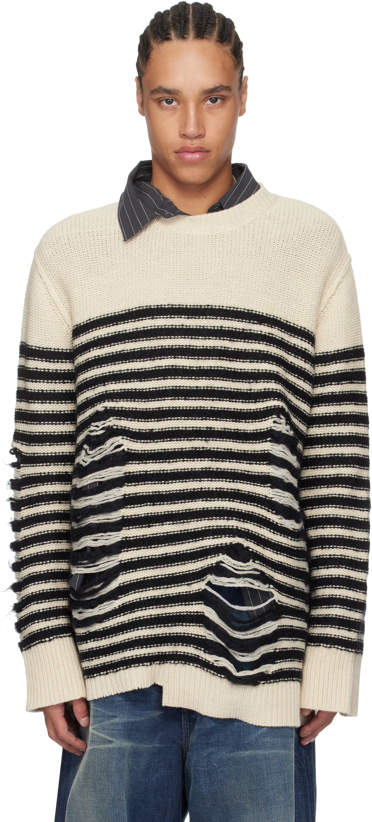 Acne Studios Men's Kowhai AS Crew Knit in Powder Pink Acne
