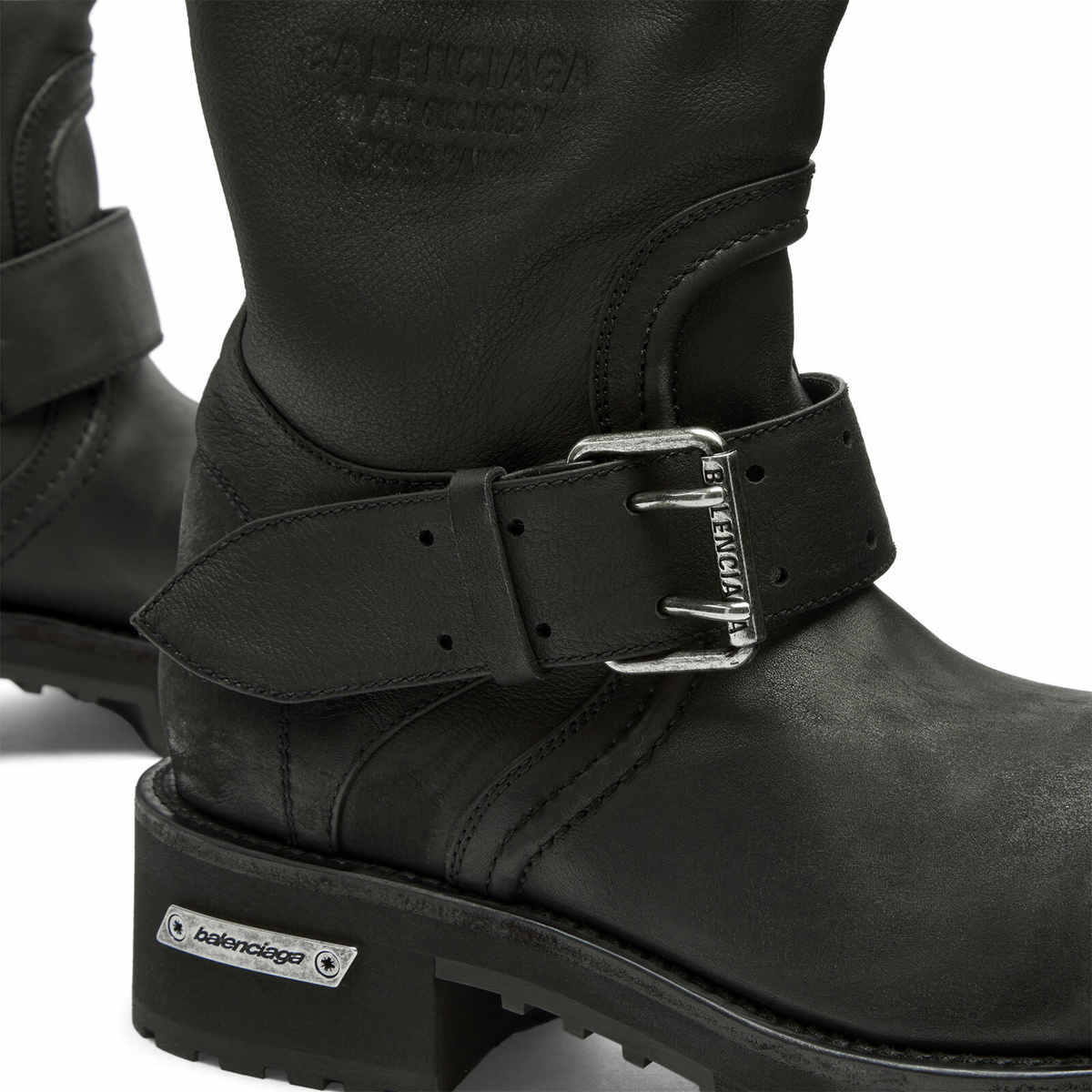 Balenciaga Men's Venom Leather Boots in Black/Silver