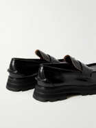 Alexander McQueen - Embellished Polished-Leather Penny Loafers - Black