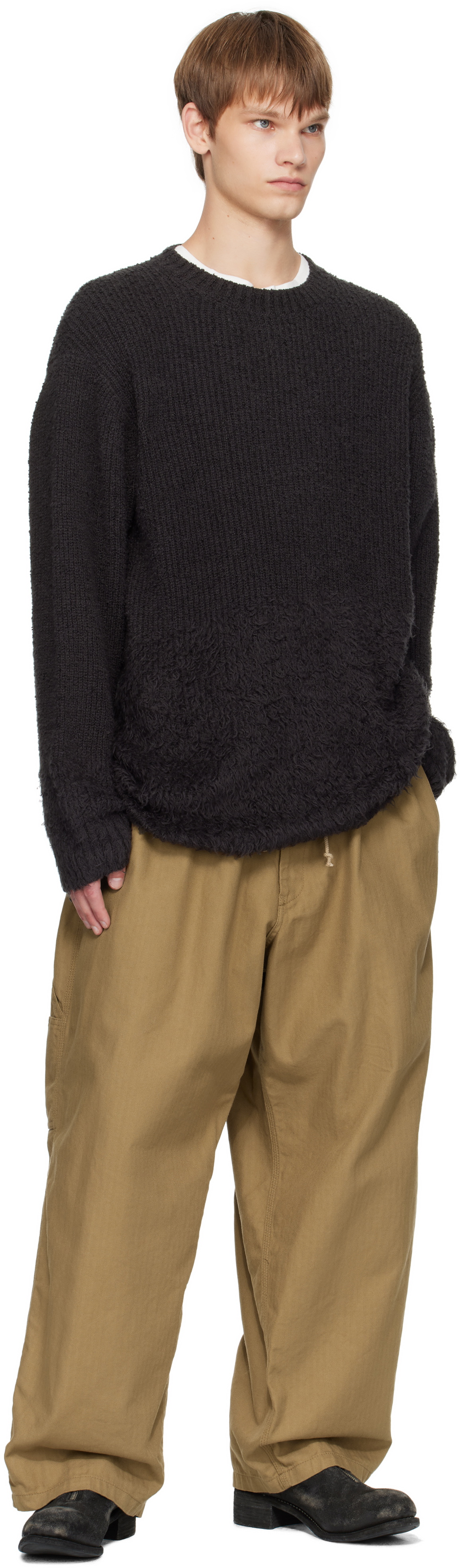 YOHJI YAMAMOTO Gray Gradation Round Neck Sweater