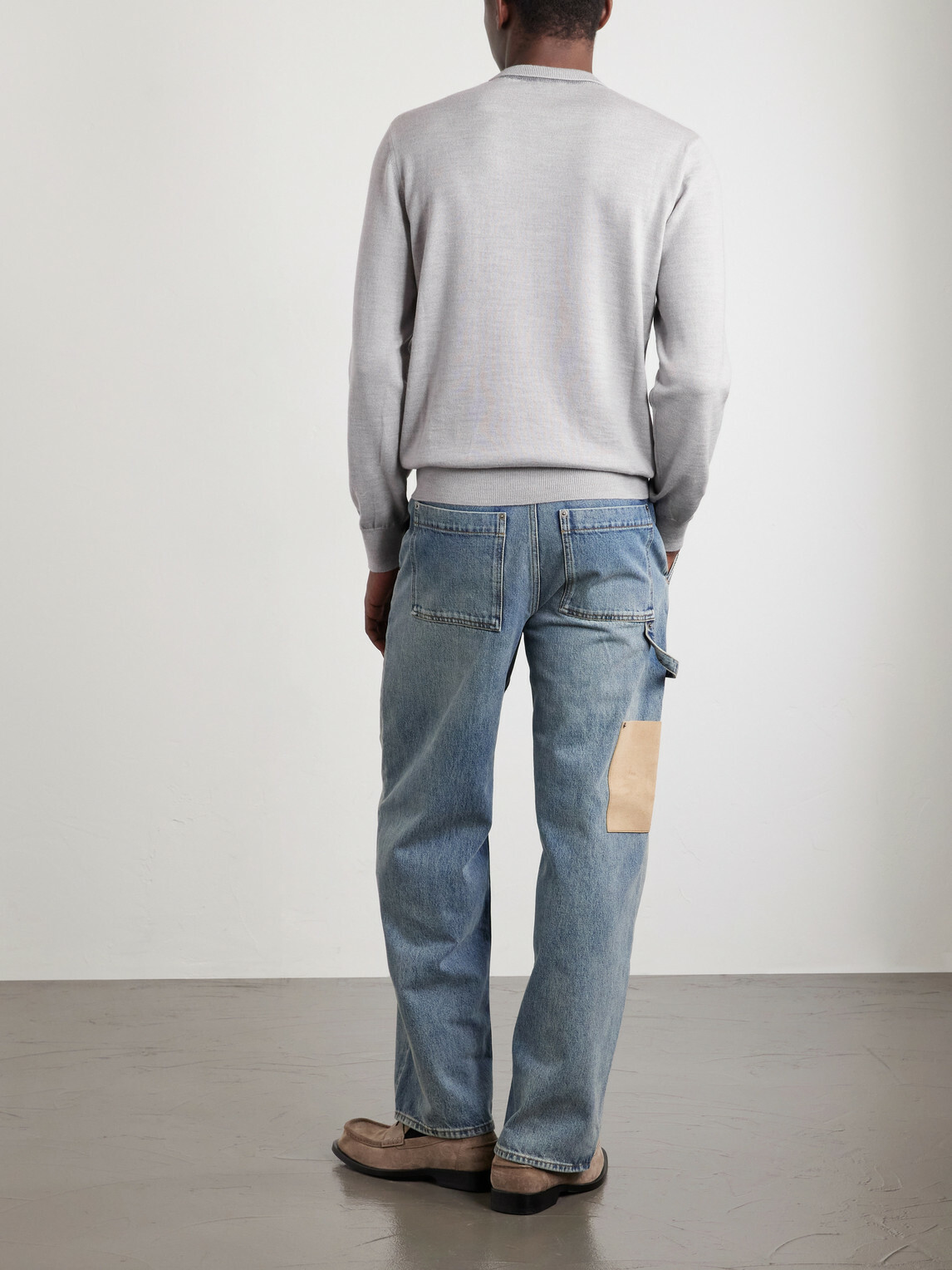 LOEWE - Anagram-Embroidered Wool-Blend Sweater - Gray