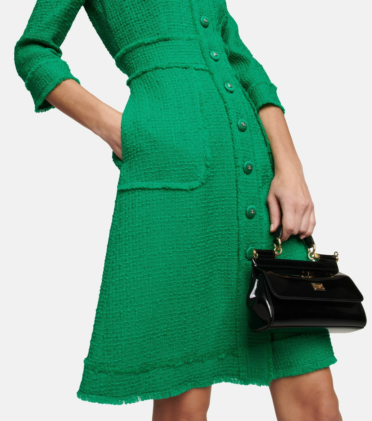 dolce & gabbana raschel tweed midi dress Raschel tweed midi dress with DG logo