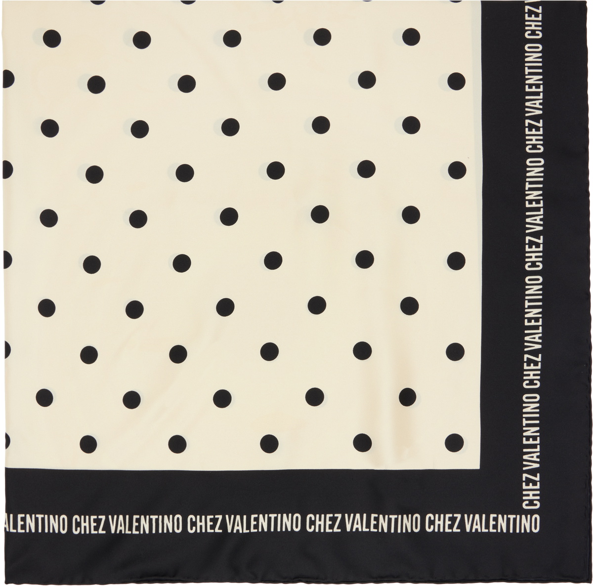 Valentino Garavani Off-White & Black 'Chez Valentino' Silk Scarf