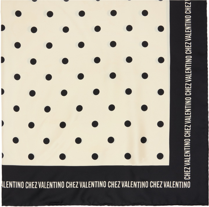 Photo: Valentino Garavani Off-White & Black 'Chez Valentino' Silk Scarf