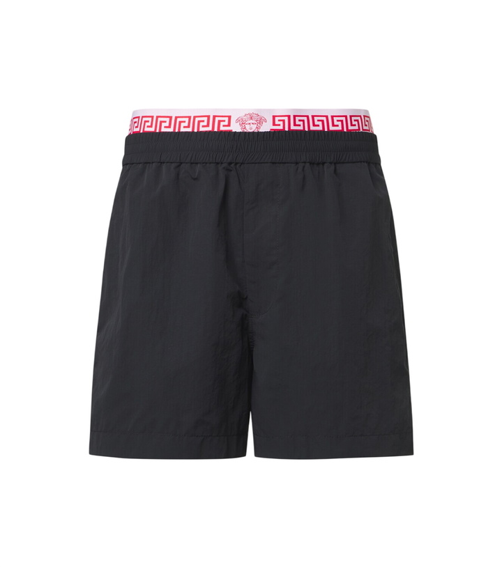 Photo: Versace Layered waistband shorts