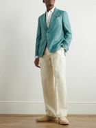 Caruso - Wool, Silk and Linen-Blend Blazer - Blue