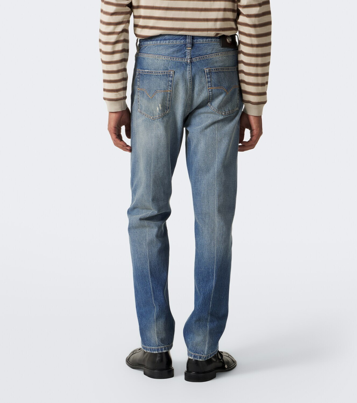 Versace Distressed straight jeans