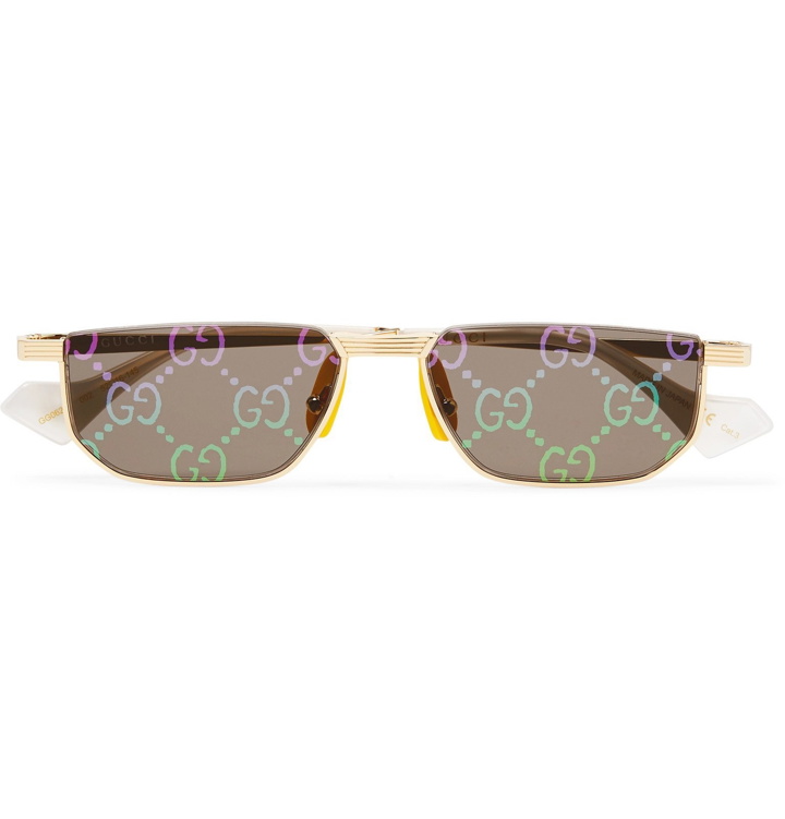 Photo: Gucci - Rectangle-Frame Gold-Tone Mirrored Sunglasses - Gold