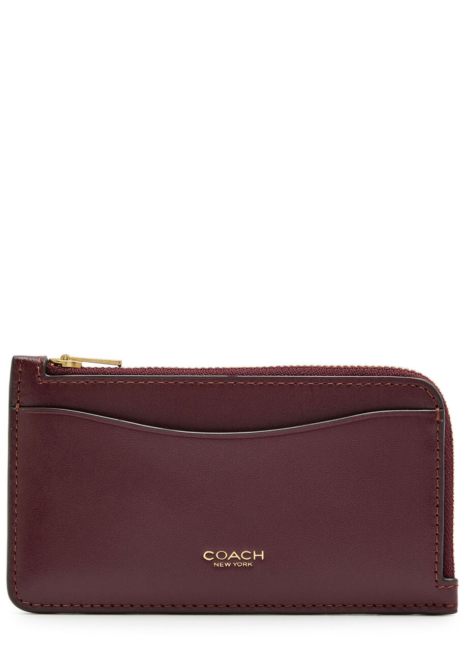 Coach New York Colour-block Leather Cardholder - Burgundy - One Size