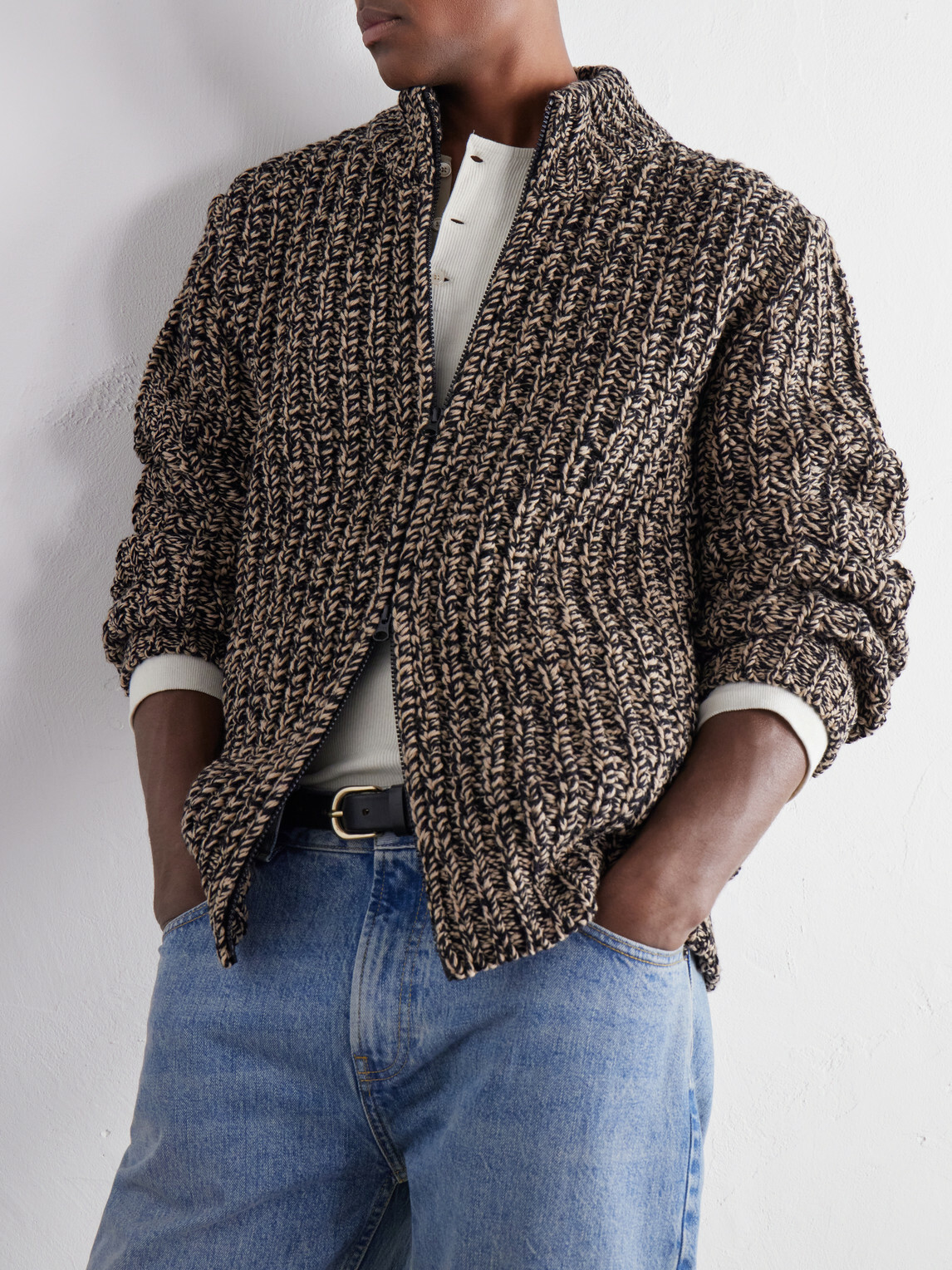 Altea - Wool-Blend Zip-Up Cardigan - Neutrals
