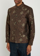 Les Deux Kaleb Floral-jacquard Woven Overshirt Grey