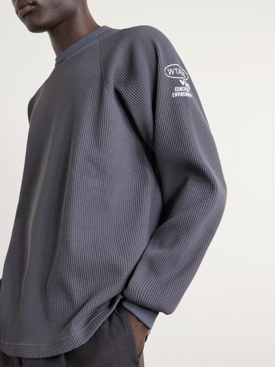 WTAPS - Logo-Detailed Waffle-Knit T-Shirt - Gray WTAPS