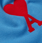 AMI - Oversized Logo-Appliquéd Cotton-Blend Sweater - Blue