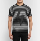 Neil Barrett - Printed Striped Stretch Cotton-Jersey T-Shirt - Men - Black