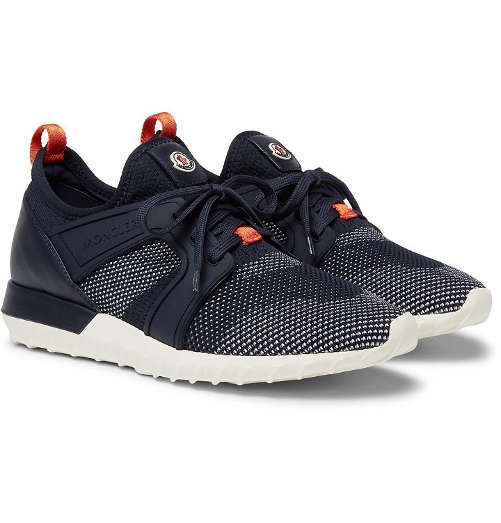 Photo: Moncler - Emilien Leather and Rubber-Trimmed Mesh Sneakers - Men - Navy