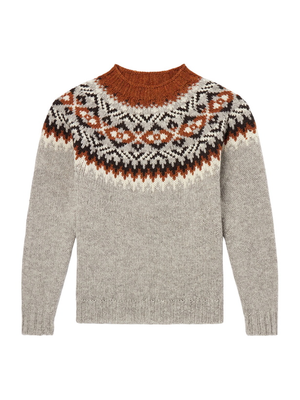 Photo: Barbour - Fair Isle Intarsia-Knit Wool Sweater - Gray