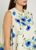 Stella Mccartney Embellished Floral-print Cotton Mini Dress White