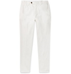 Brunello Cucinelli - Slim-Fit Cotton-Gabardine Trousers - White